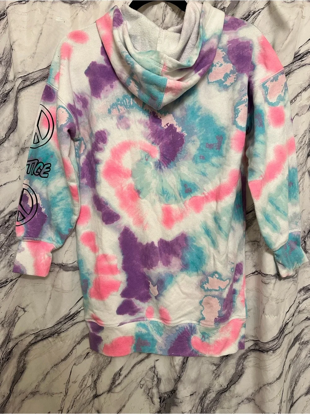 Justice Tie-Dye Peace Sign Hoodie - Pink, Purple & Teal